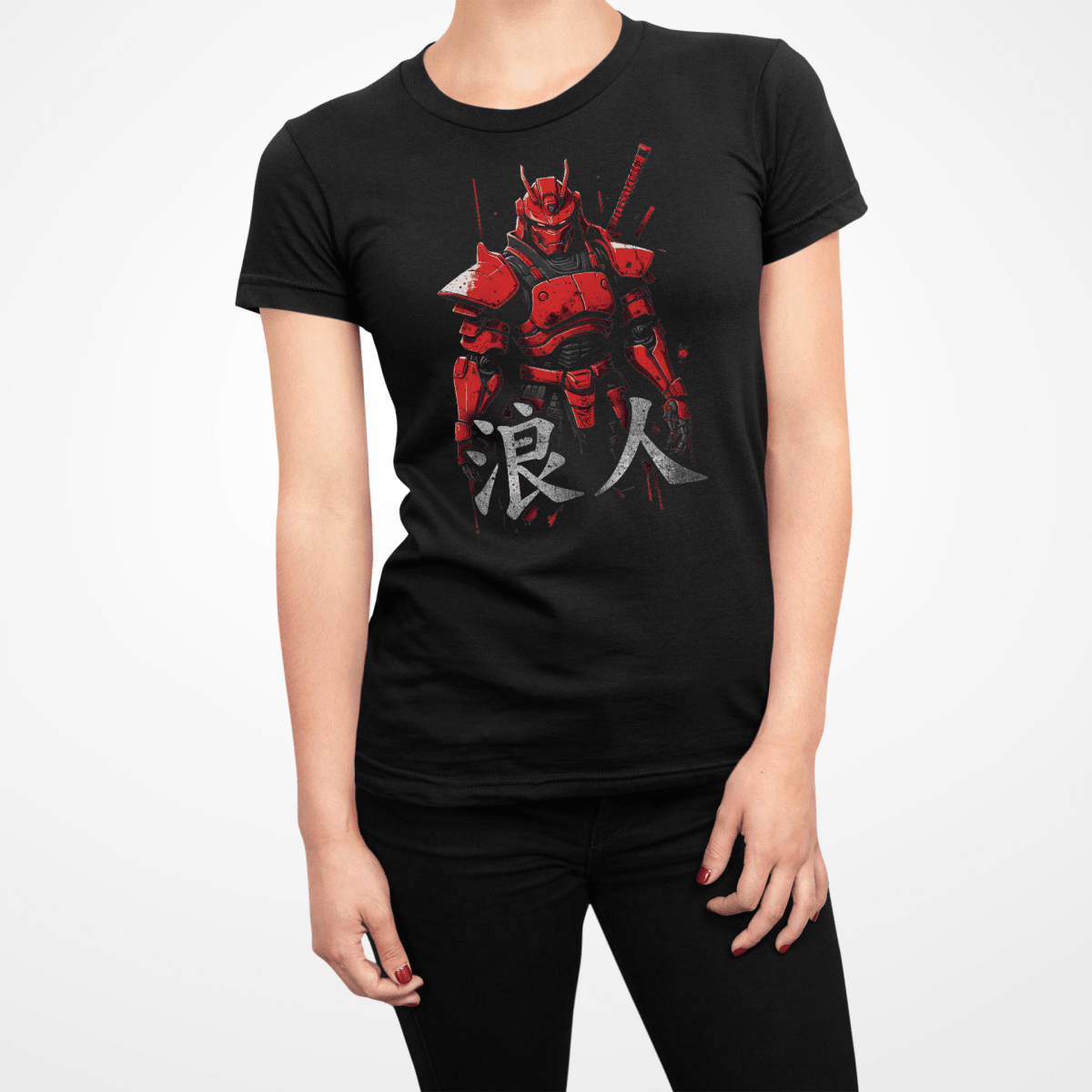 Black Women's Japanese Kanji Ronin Robot Symbol Shirt - Kanji Soul
