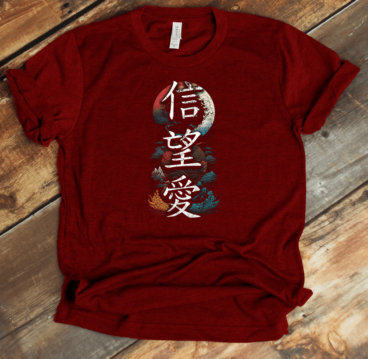 Cardinal Hope Faith Love 信望愛 Japanese Kanji T-Shirt - KanjiSoul