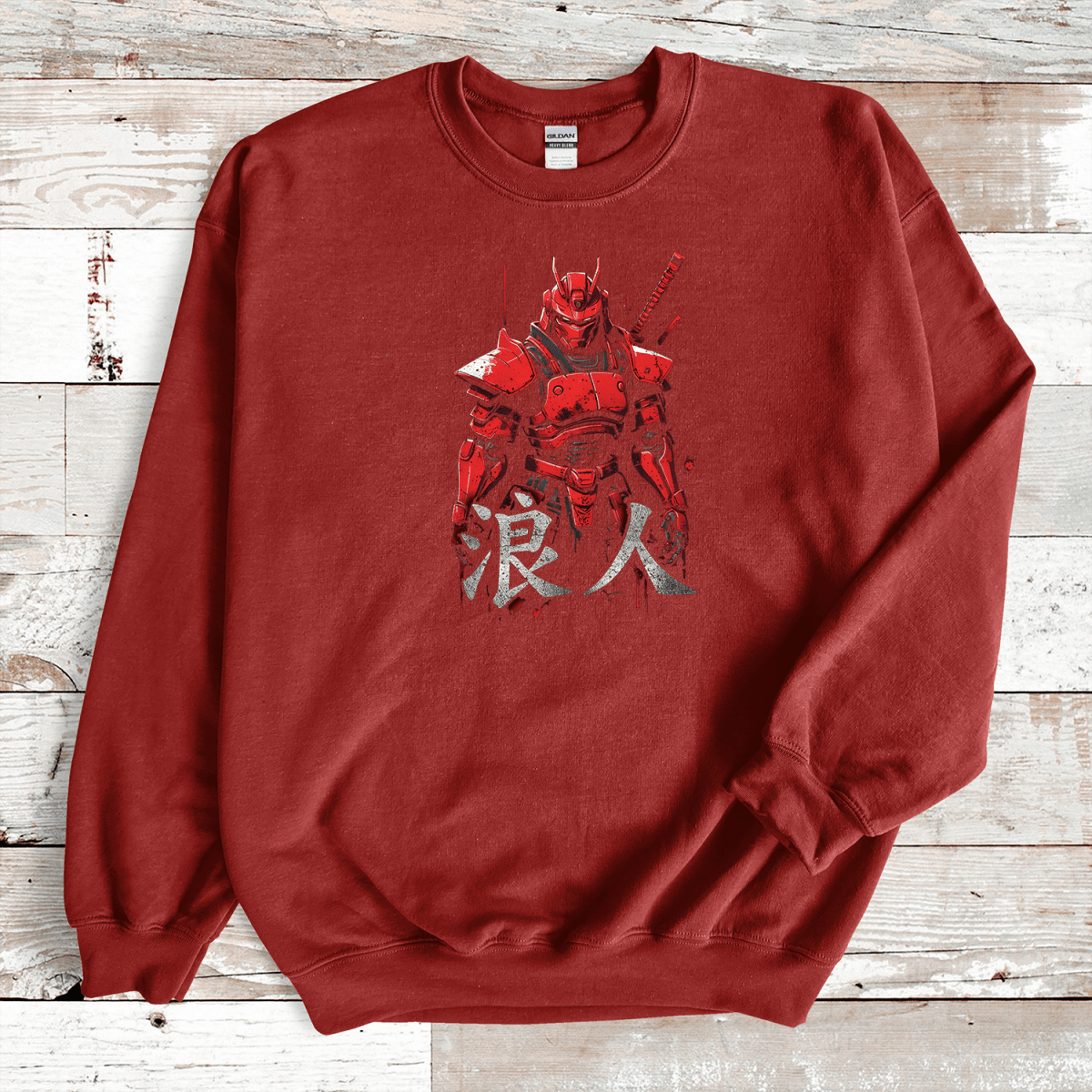 Cardinal Red Ronin Robot Kanji Premium Sweatshirt - KanjiSoul