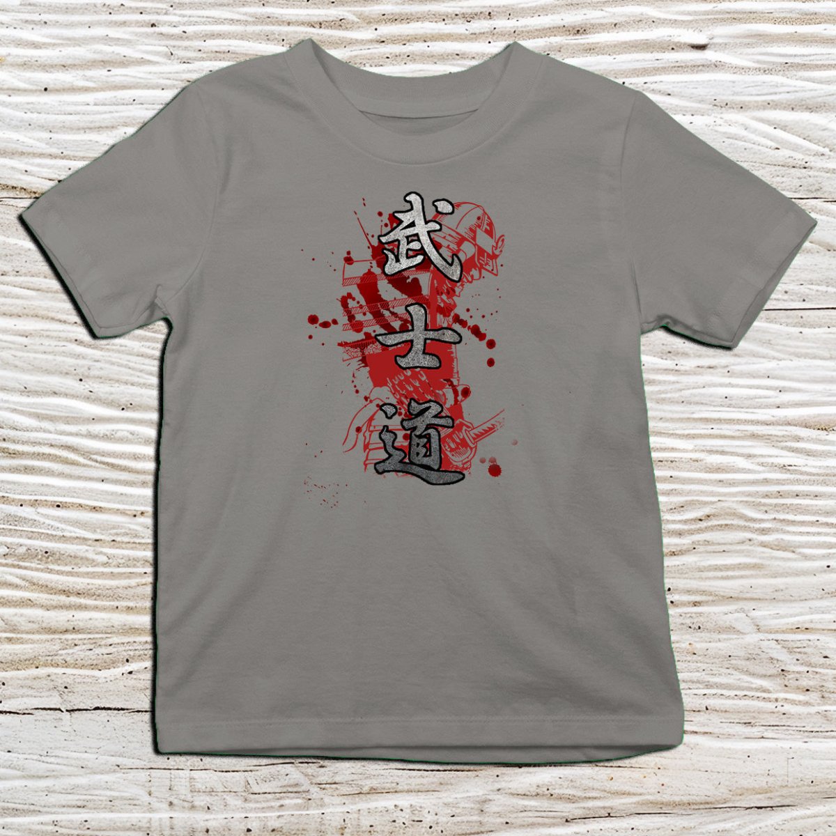 Charcoal Bushido Blood Kanji Kids T-Shirt – 武士道 Japanese Inspired Shirt - Kanji Soul