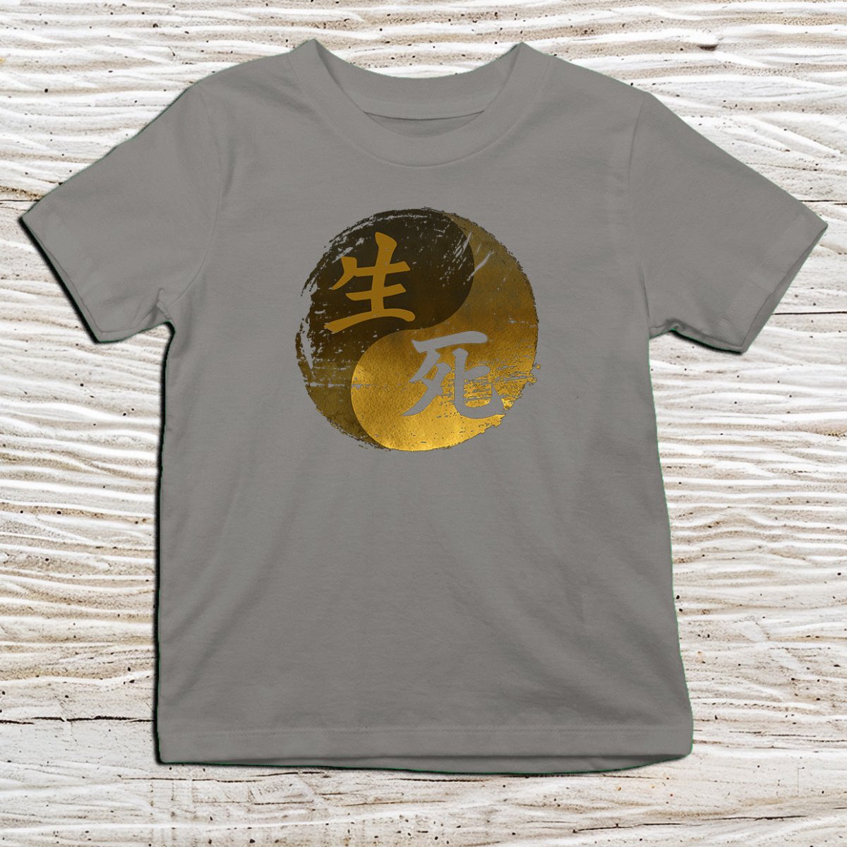 Charcoal Life and Death Kanji Kids T-Shirt – 生死 Japanese Inspired Shirt - Kanji Soul