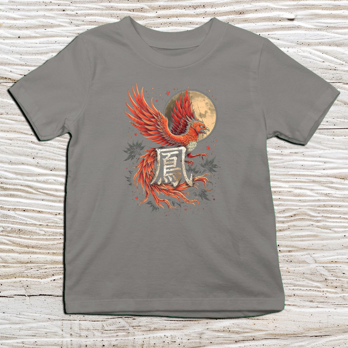 Charcoal Phoenix Kanji Kids T-Shirt – 不死鳥 Japanese Inspired Shirt - Kanji Soul