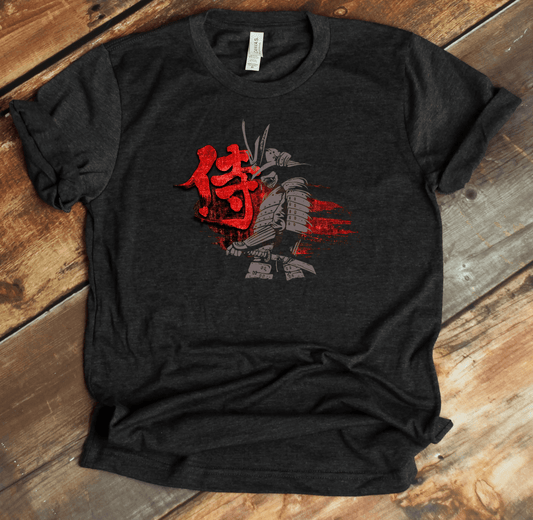 Dark Grey Heather Bushido Warrior (Samurai) Kanji Premium T-Shirt - DISCOUNTED - KanjiSoul