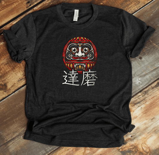 Dark Grey Heather Daruma Kanji Premium T-Shirt - KanjiSoul