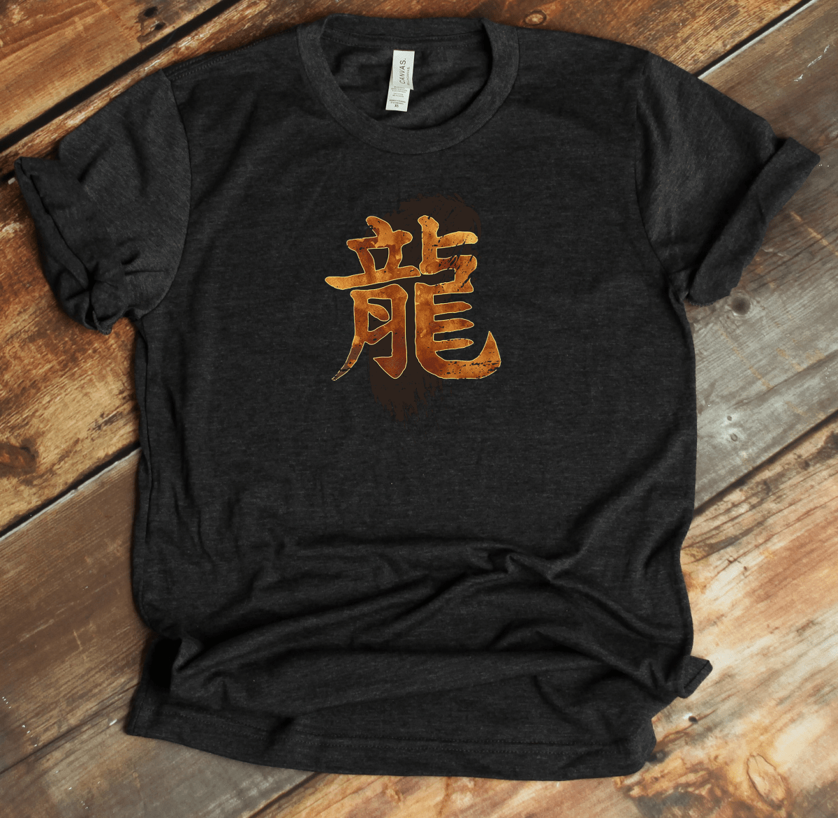 Dark Grey Heather Dragon Kanji Premium T-Shirt - KanjiSoul