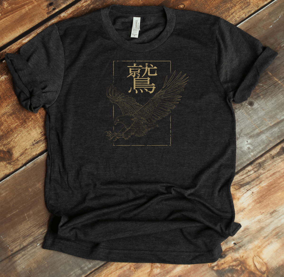 Dark Grey Heather Eagle Kanji Premium T-Shirt - KanjiSoul
