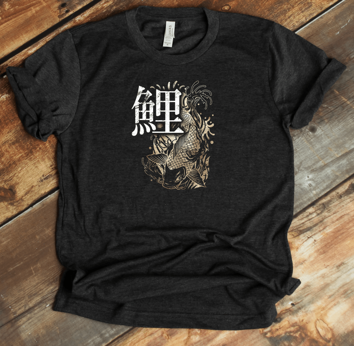 Dark Grey Heather Koi Kanji Premium T-Shirt - KanjiSoul