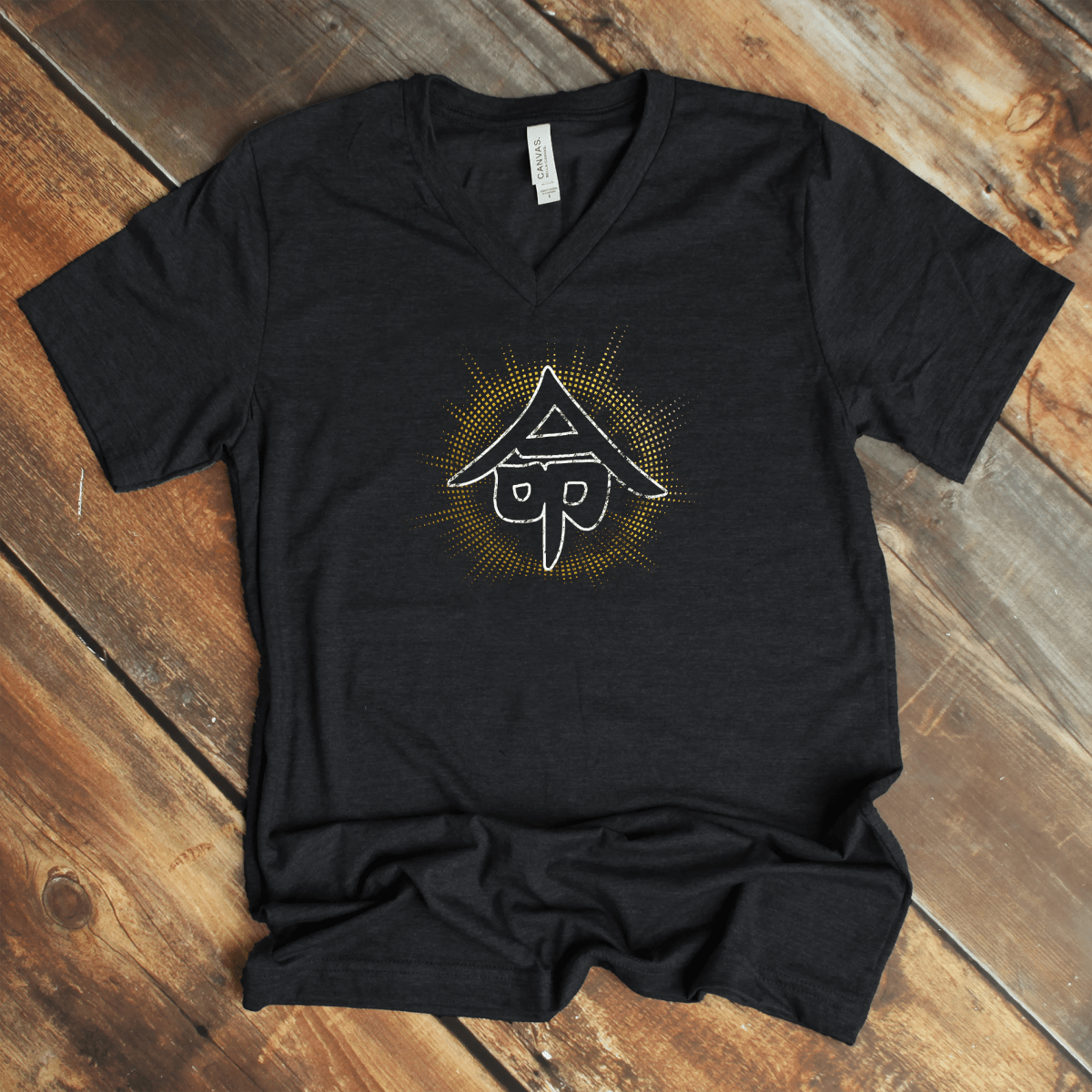 Dark Grey Heather Life 命 Japanese Kanji V - Neck Shirt - Kanji Soul