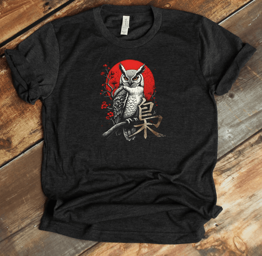 Dark Grey Heather Owl Kanji Premium T-Shirt - KanjiSoul