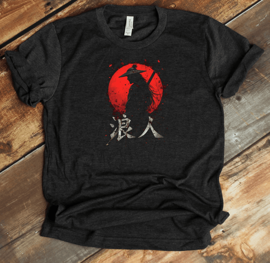 Dark Grey Heather Ronin (Red Sun 4) Kanji Premium T-Shirt - KanjiSoul