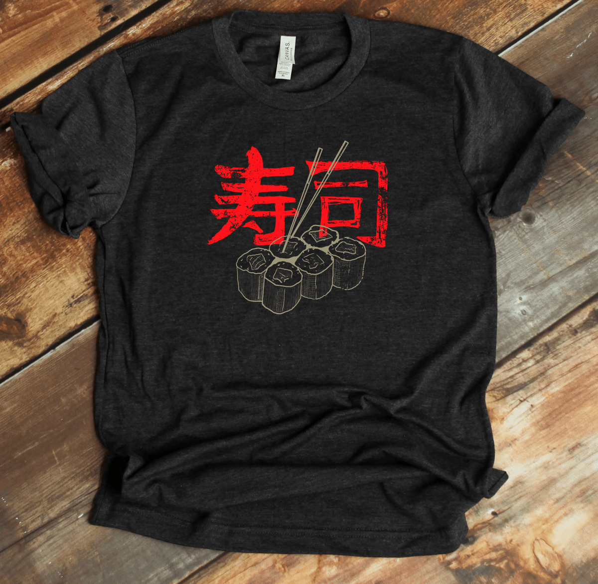 Dark Grey Heather Sushi Kanji Premium T-Shirt - KanjiSoul