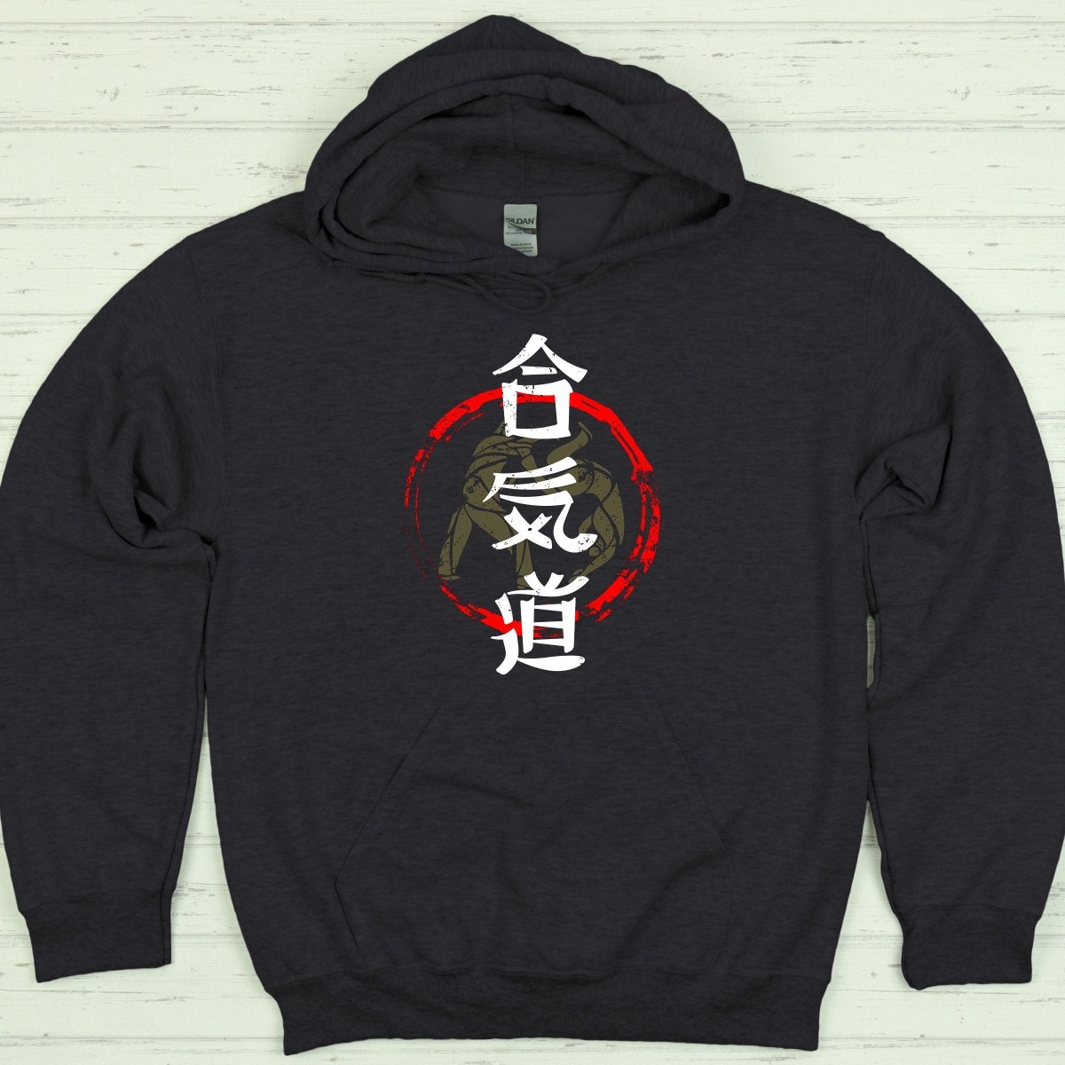 Dark Heather Aikido 合気道 Japanese Kanji Premium Hoodie - Kanji Soul