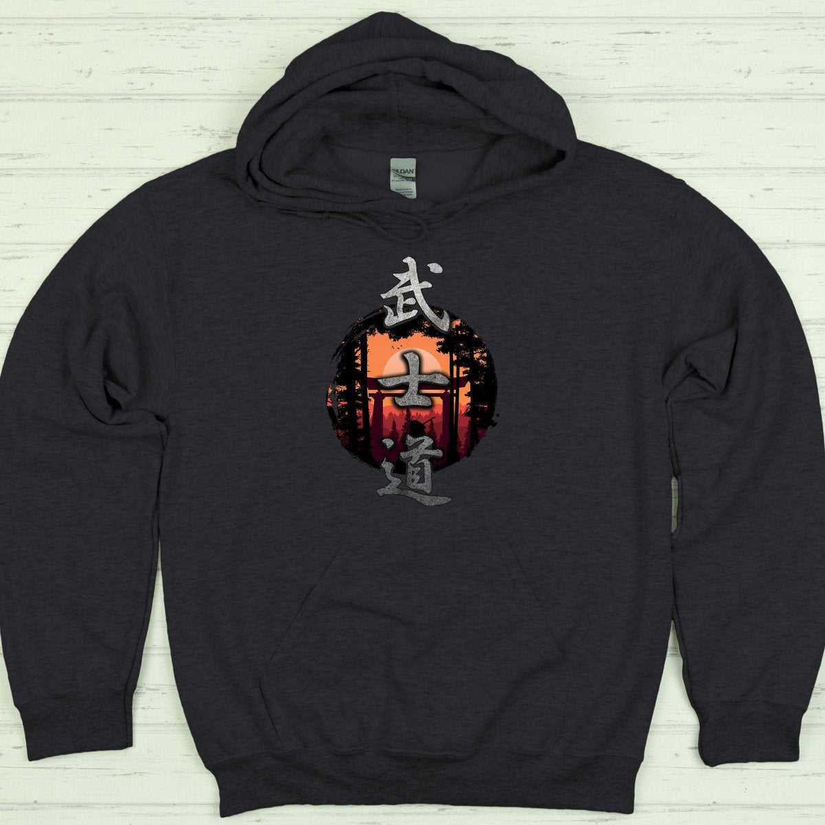 Dark Heather Bushido 武士道 Japanese Kanji Premium Hoodie - Kanji Soul