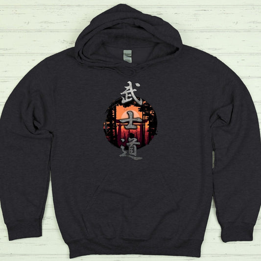 Dark Heather Bushido 武士道 Japanese Kanji Premium Hoodie - Kanji Soul
