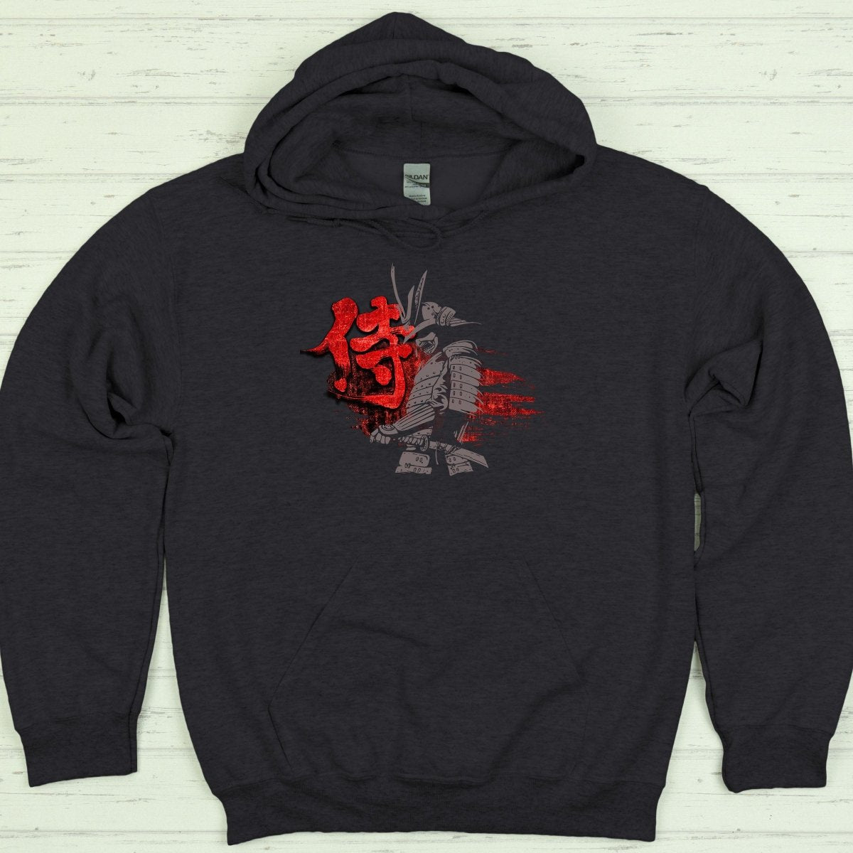 Dark Heather Bushido Warrior 侍 Japanese Kanji Premium Hoodie - Kanji Soul