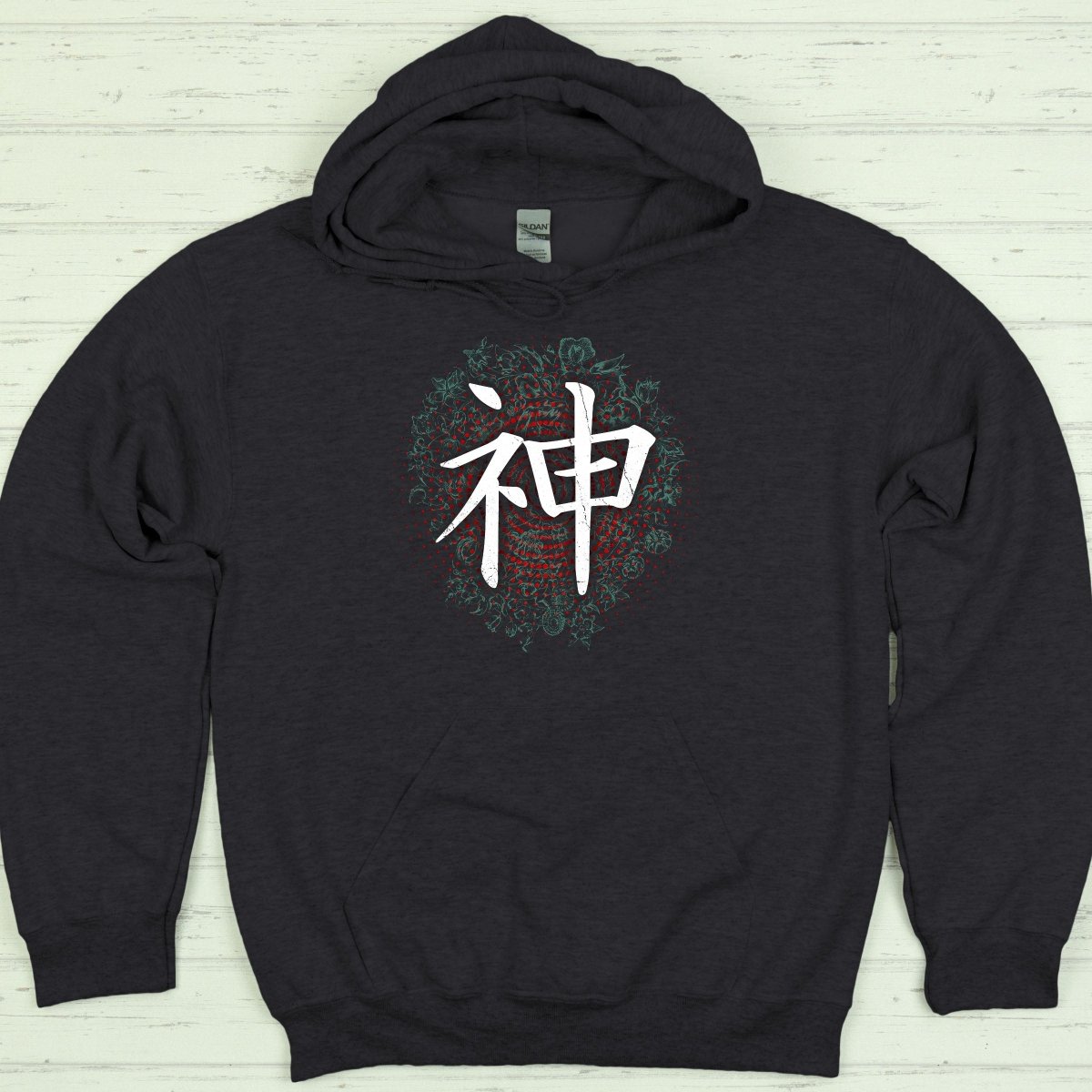 Dark Heather Kami 神 Japanese Kanji Premium Hoodie - Kanji Soul