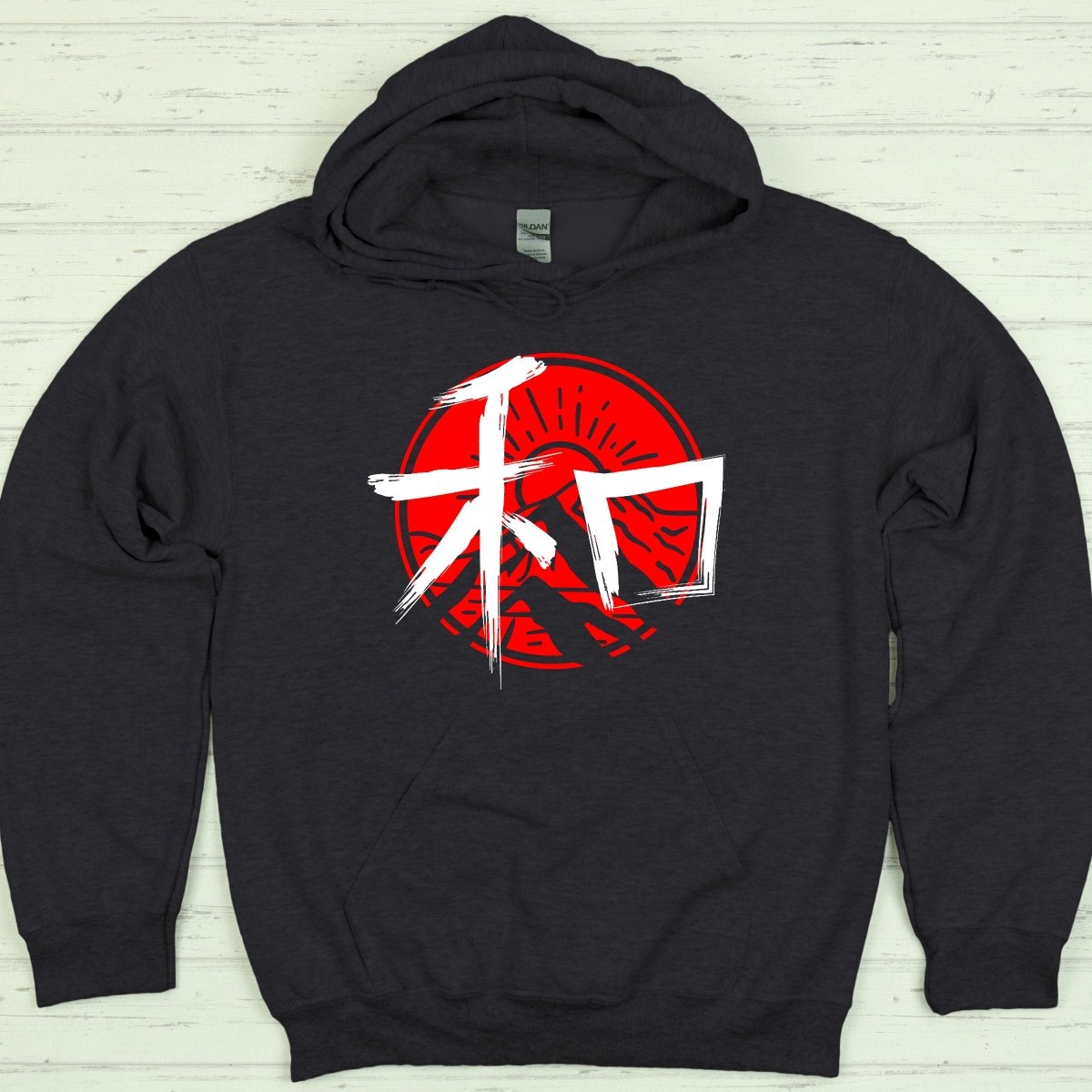 Dark Heather Peace 和 Japanese Kanji Premium Hoodie - Kanji Soul