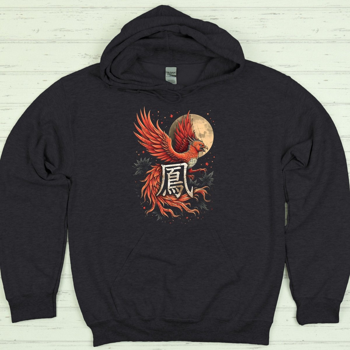 Dark Heather Phoenix 鳳 Japanese Kanji Premium Hoodie - Kanji Soul