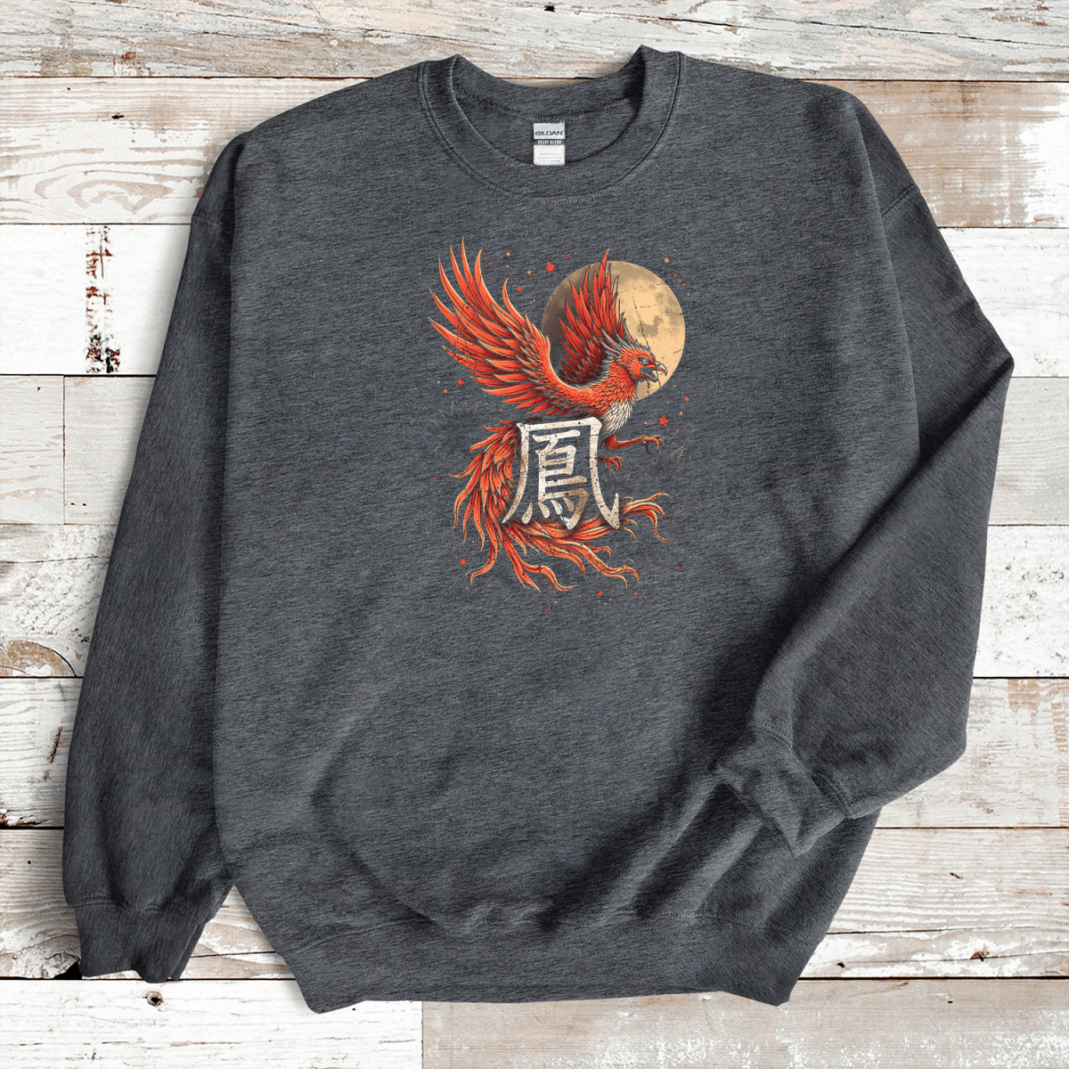 Dark Heather Phoenix Kanji Premium Sweatshirt - KanjiSoul