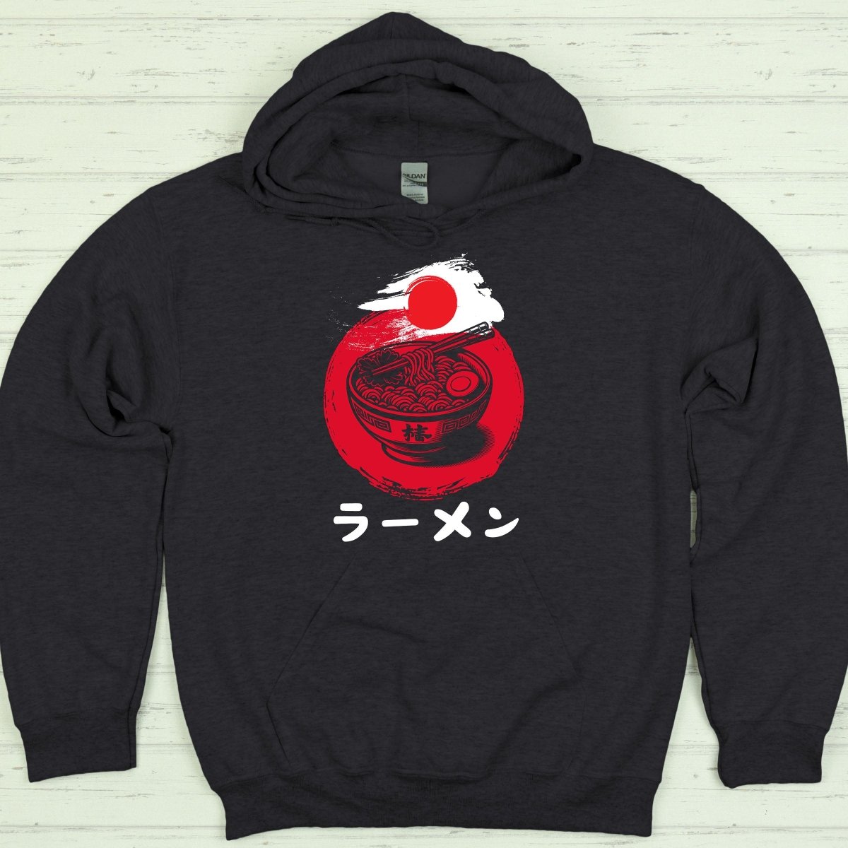 Dark Heather Ramen ラーメン Japanese Katakana Premium Hoodie - Kanji Soul