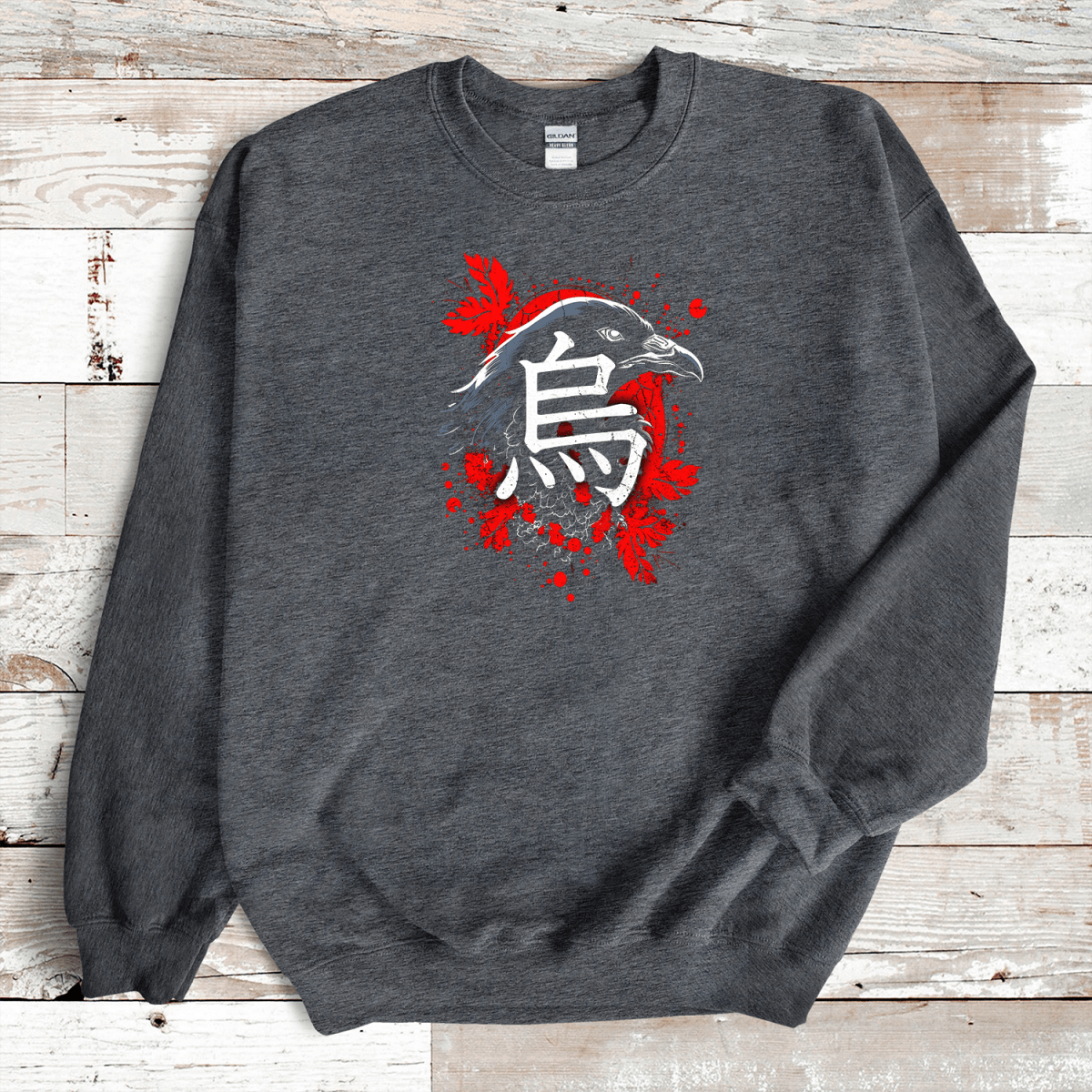Dark Heather Raven Kanji Premium Sweatshirt - KanjiSoul