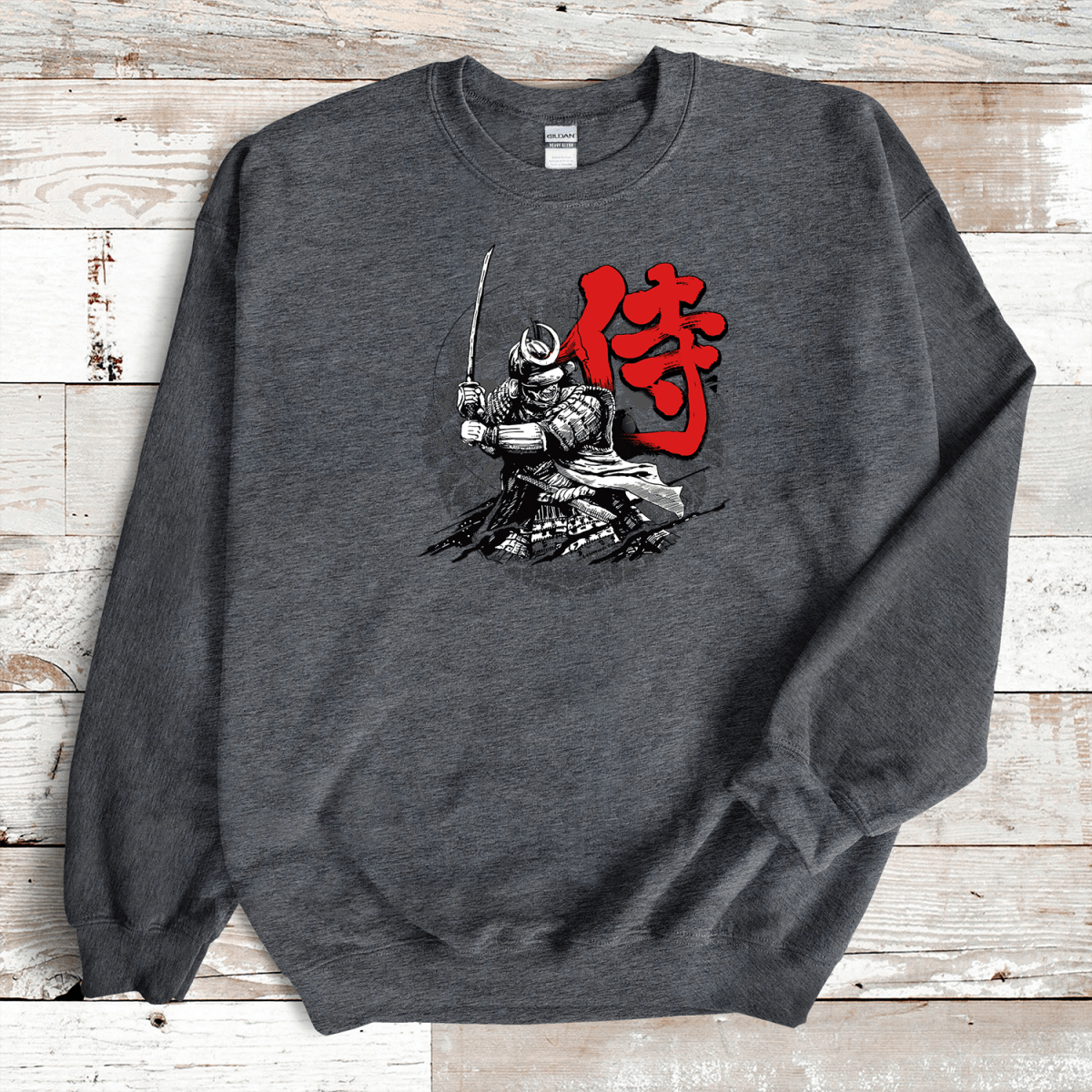 Dark Heather Samurai Kanji Premium Sweatshirt - KanjiSoul
