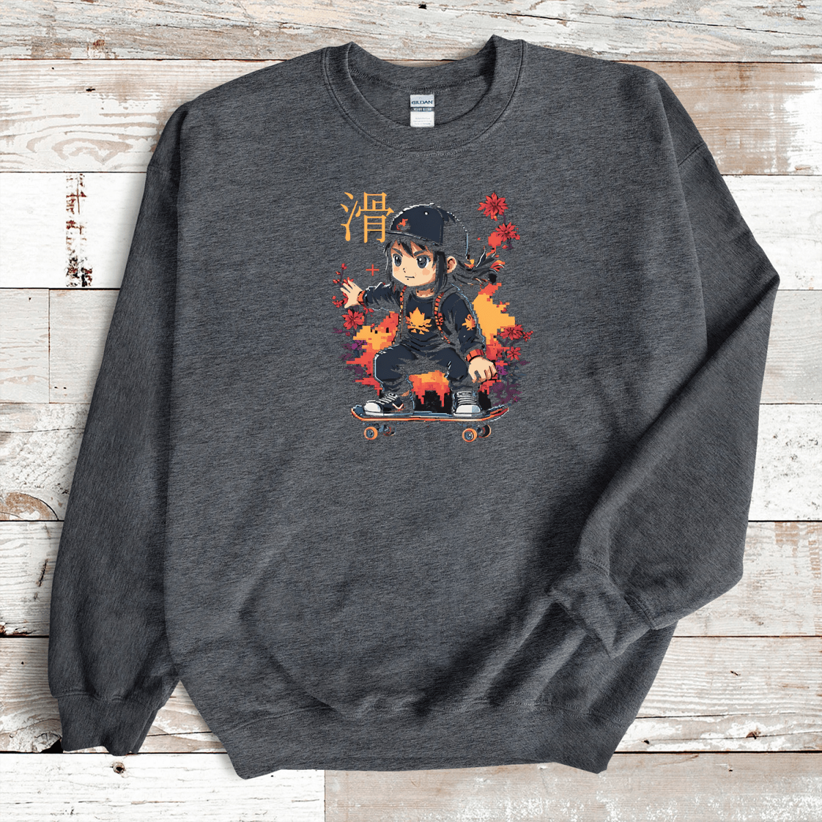 Dark Heather Skater Kanji Premium Sweatshirt - KanjiSoul