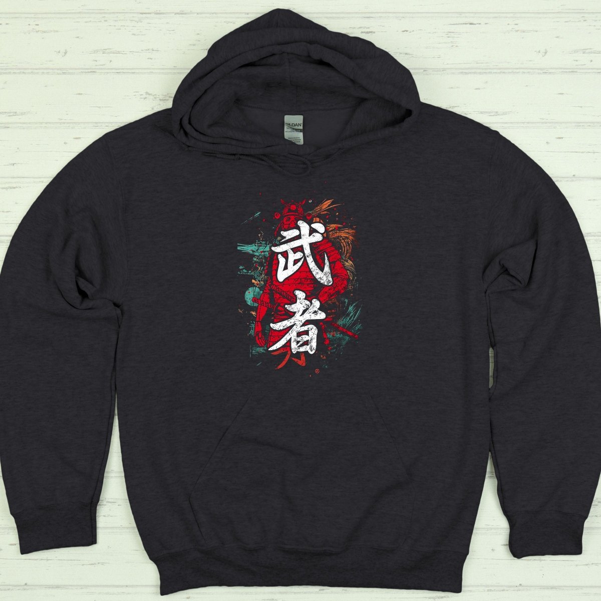 Dark Heather Warrior 武者 Japanese Kanji Premium Hoodie - Kanji Soul