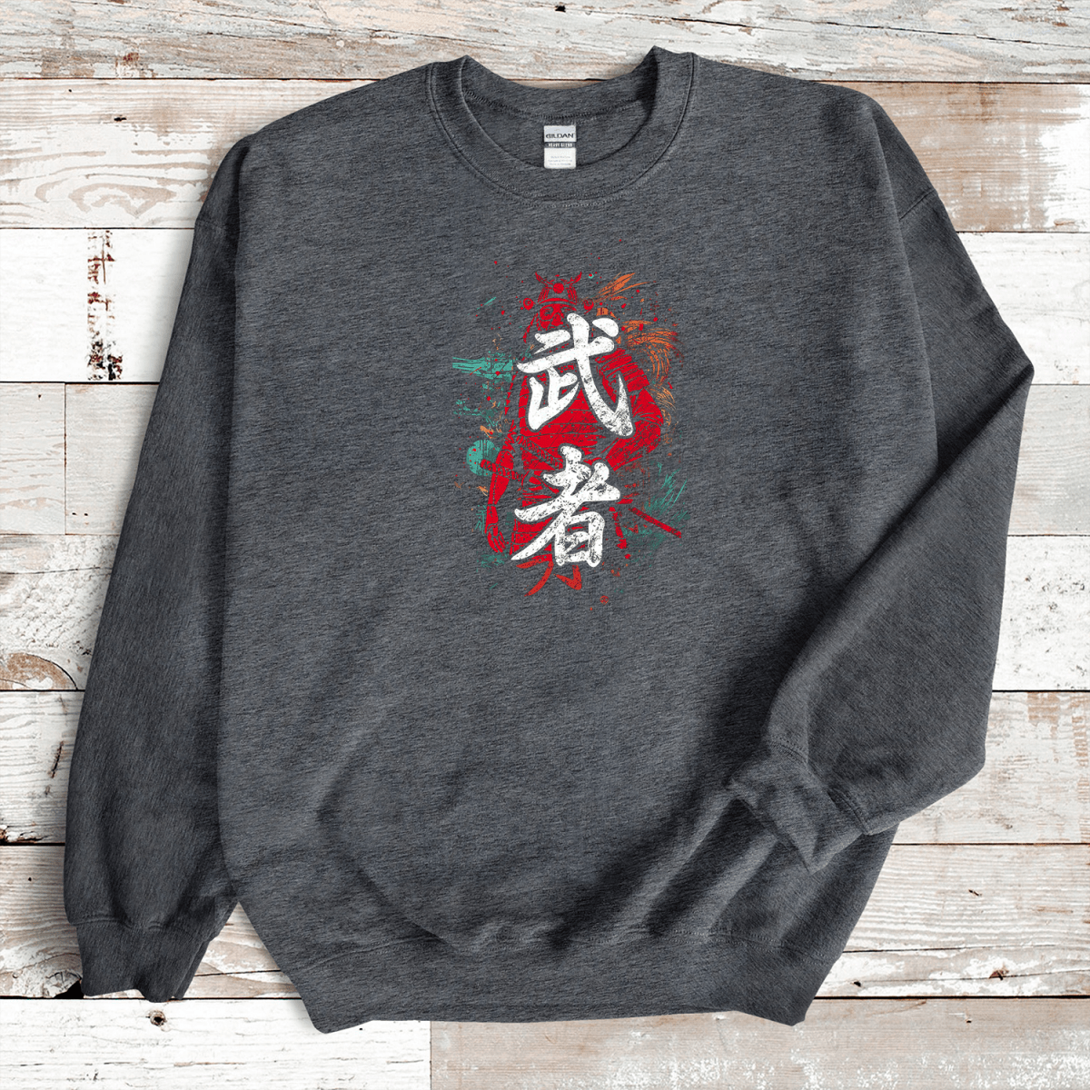 Dark Heather Warrior Kanji Premium Sweatshirt - KanjiSoul