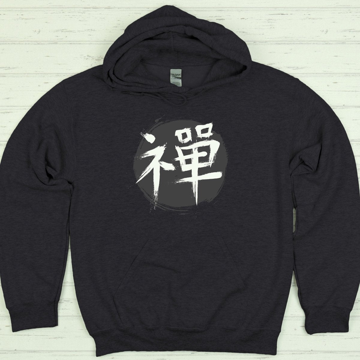 Dark Heather Zen 禅 Japanese Kanji Premium Hoodie - Kanji Soul