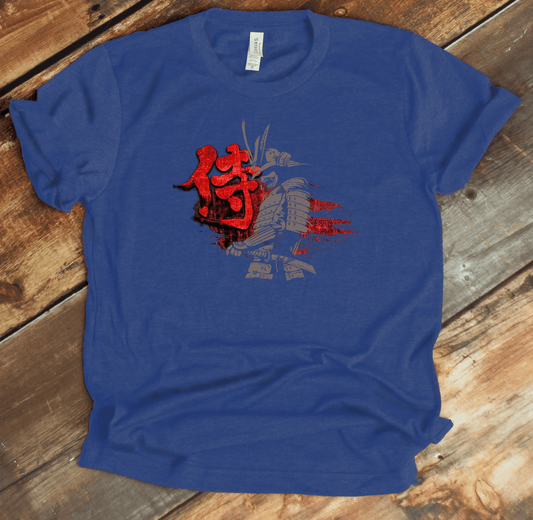 Heather True Royal Bushido Warrior (Samurai) Kanji Premium T-Shirt - DISCOUNTED - KanjiSoul