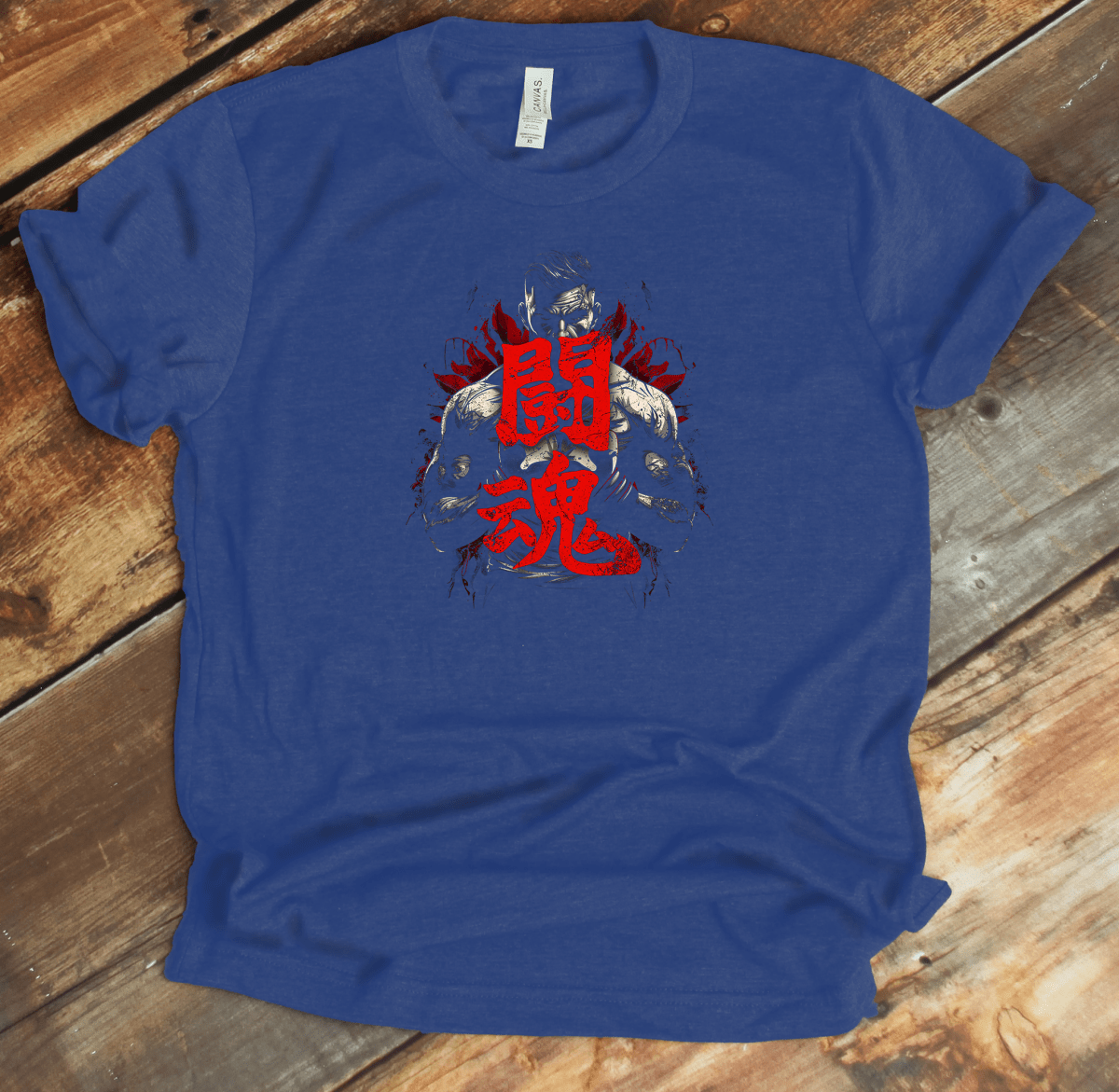 Heather True Royal Fighting Spirit Kanji Premium T-Shirt - KanjiSoul