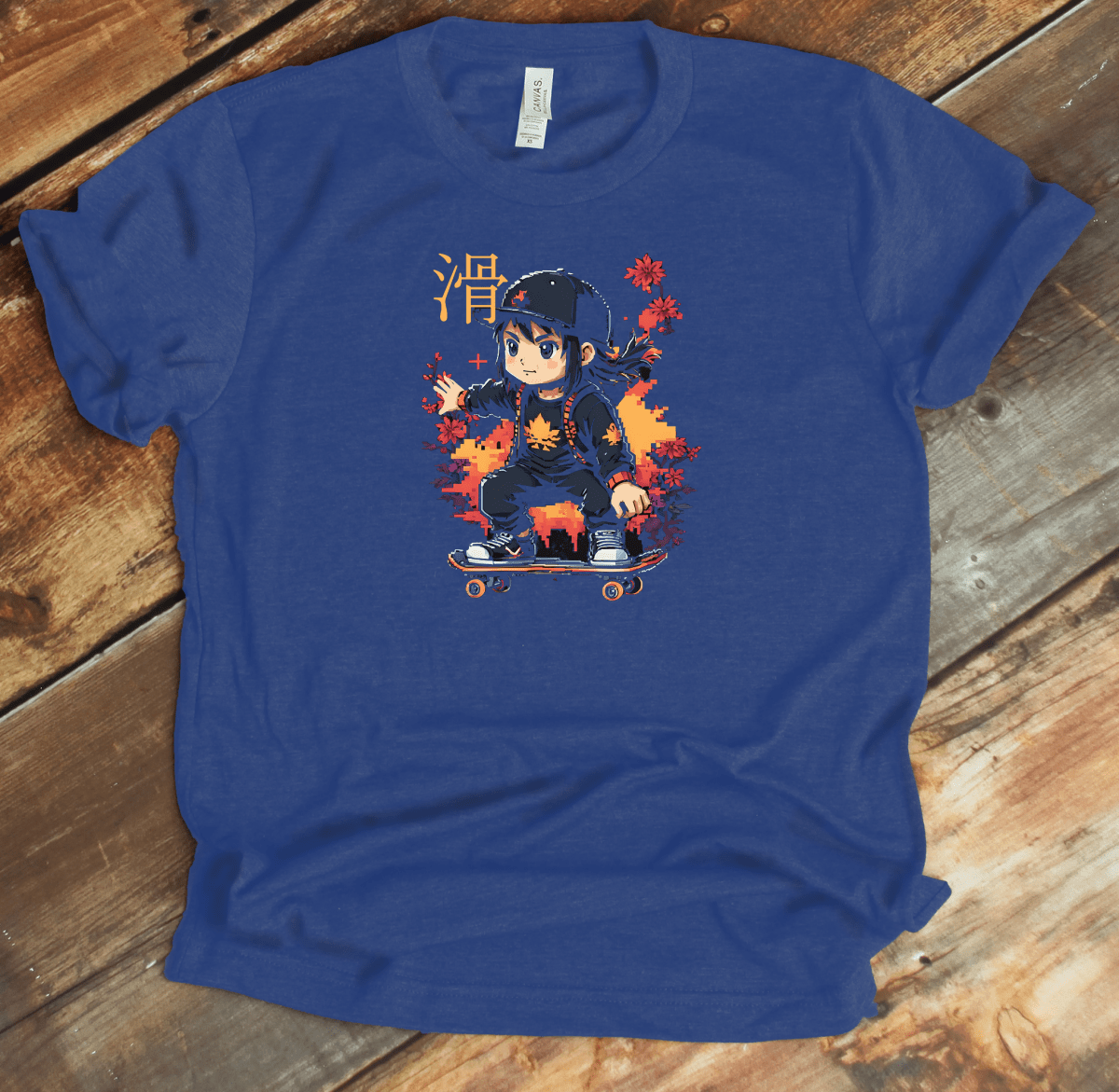 Heather True Royal Skater Kanji Premium T-Shirt - KanjiSoul