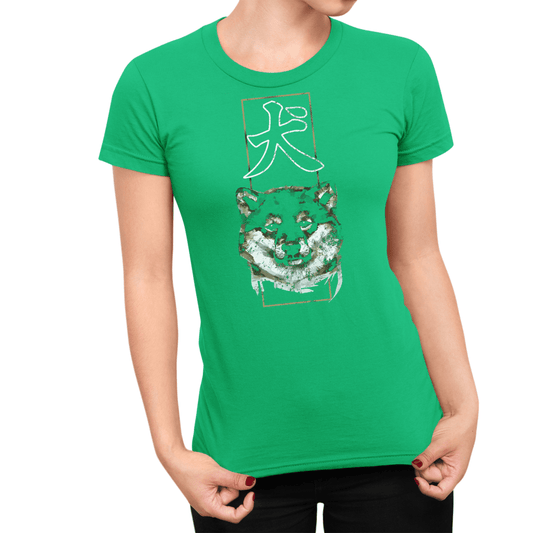 Irish Green Dog Kanji Japanese Inspired Women's Shirt - Kanji Soul