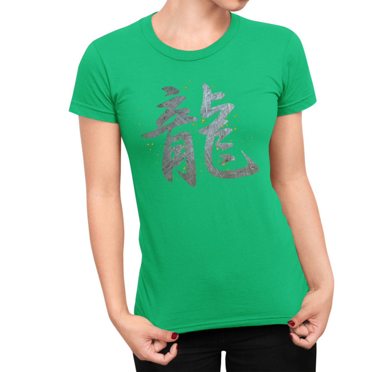 Irish Green Dragon Kanji Japanese Inspired Women's Shirt - Kanji Soul