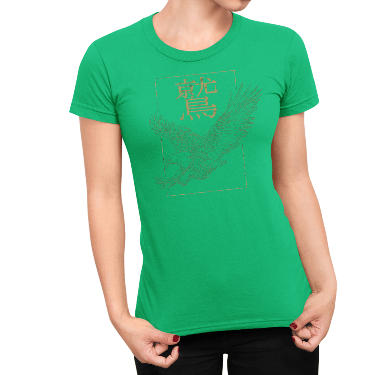 Irish Green Eagle Kanji Japanese Inspired Women's Shirt - Kanji Soul