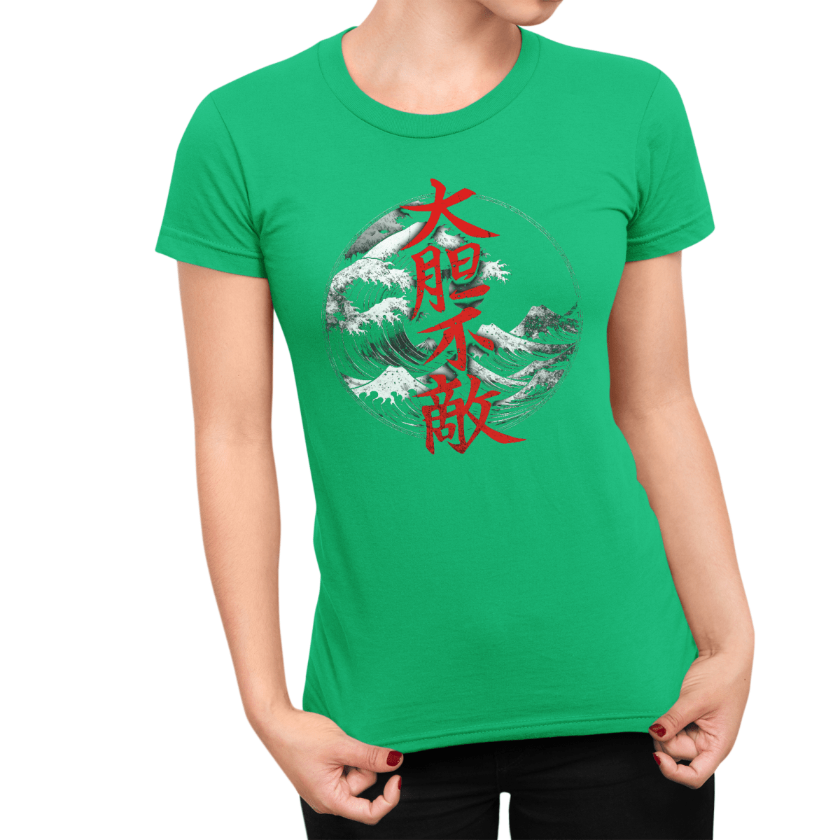Irish Green Fearless Japanese Kanji Women's Graphic Shirt - Kanji Soul
