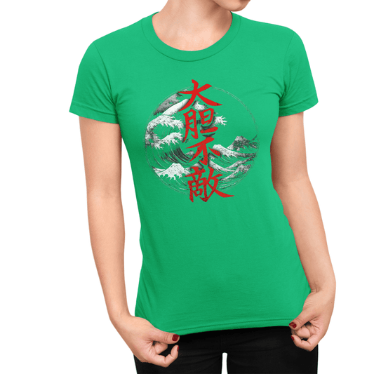 Irish Green Fearless Japanese Kanji Women's Graphic Shirt - Kanji Soul