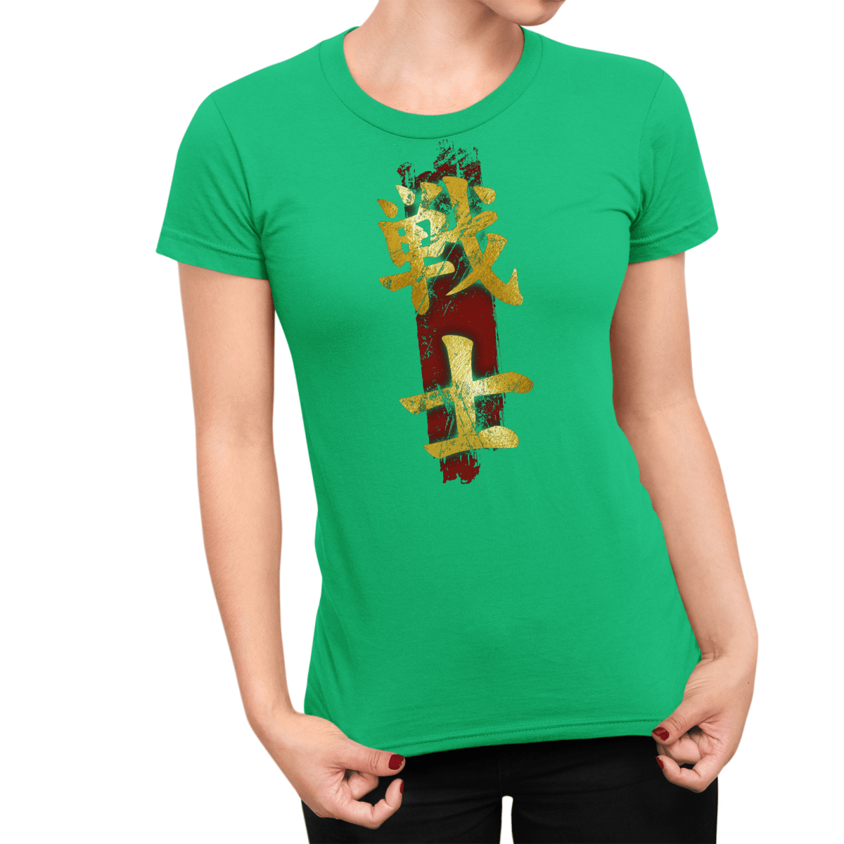 Irish Green Fighter Japanese Kanji Women's Graphic Shirt - Kanji Soul