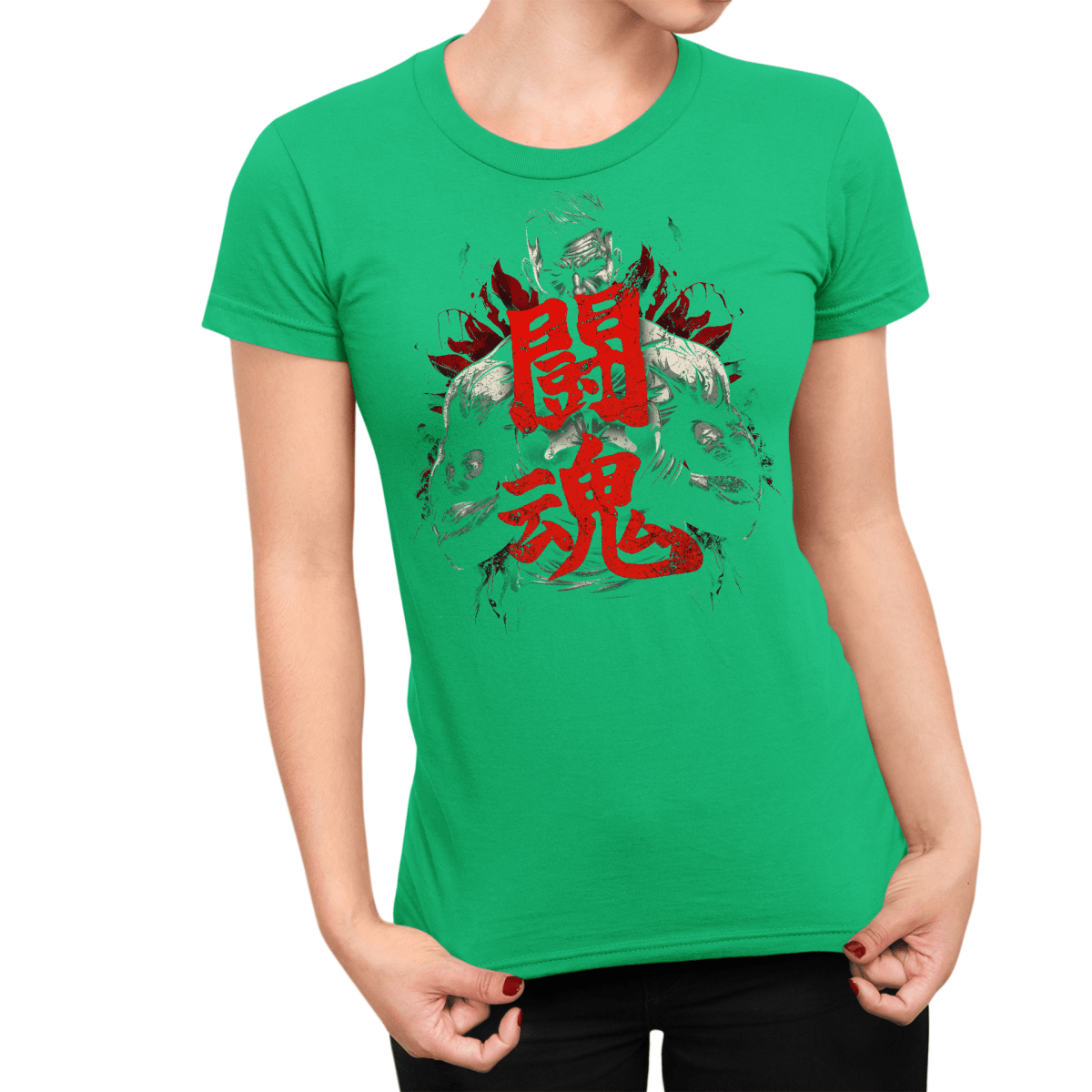 Irish Green Fighting Spirit Kanji Japanese Inspired Women's Shirt - Kanji Soul