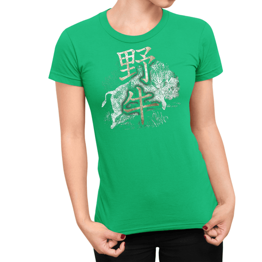 Irish Green Japanese Buffalo Kanji Women's T Shirt - Kanji Soul