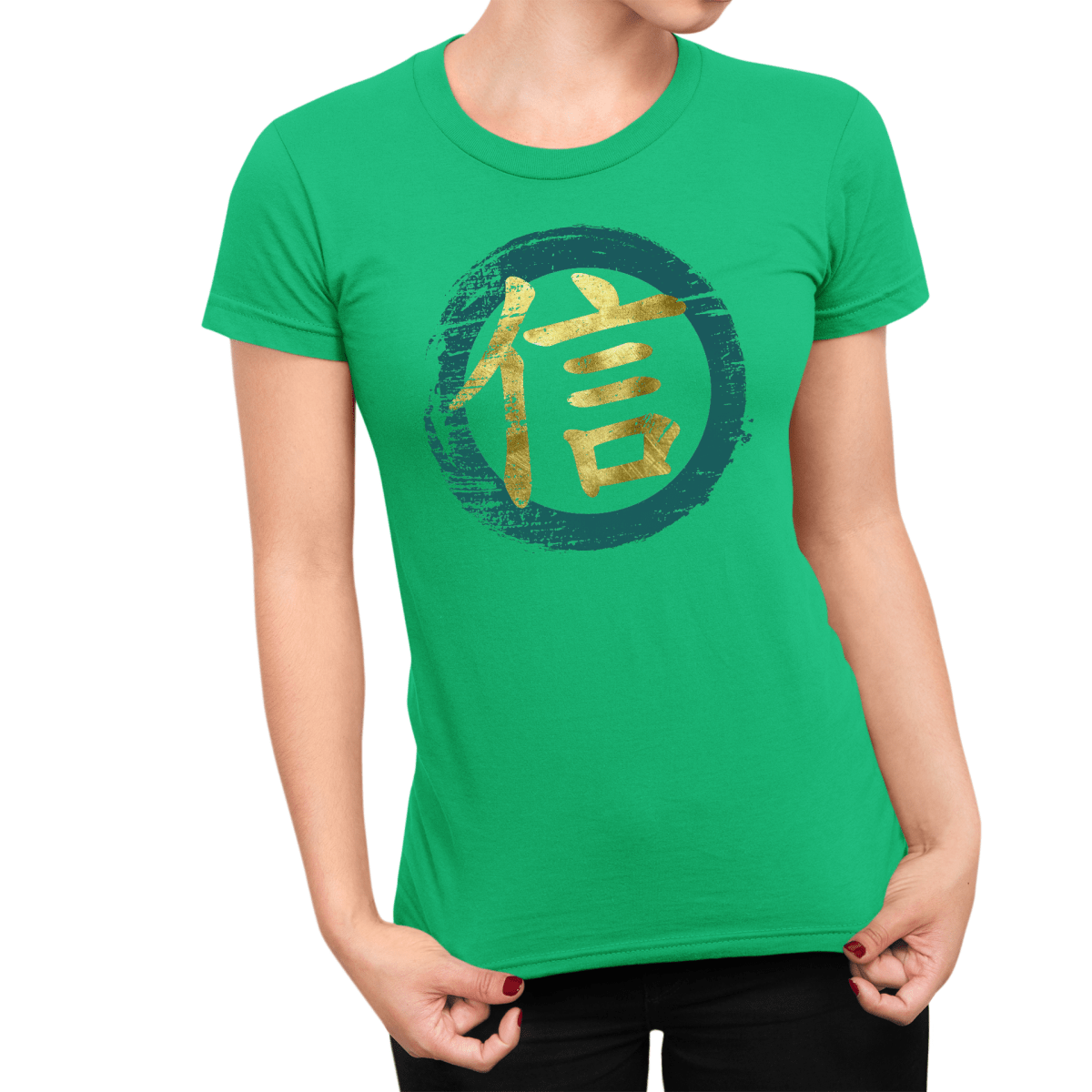 Irish Green Japanese Kanji for Faith Women's Shirt - Kanji Soul