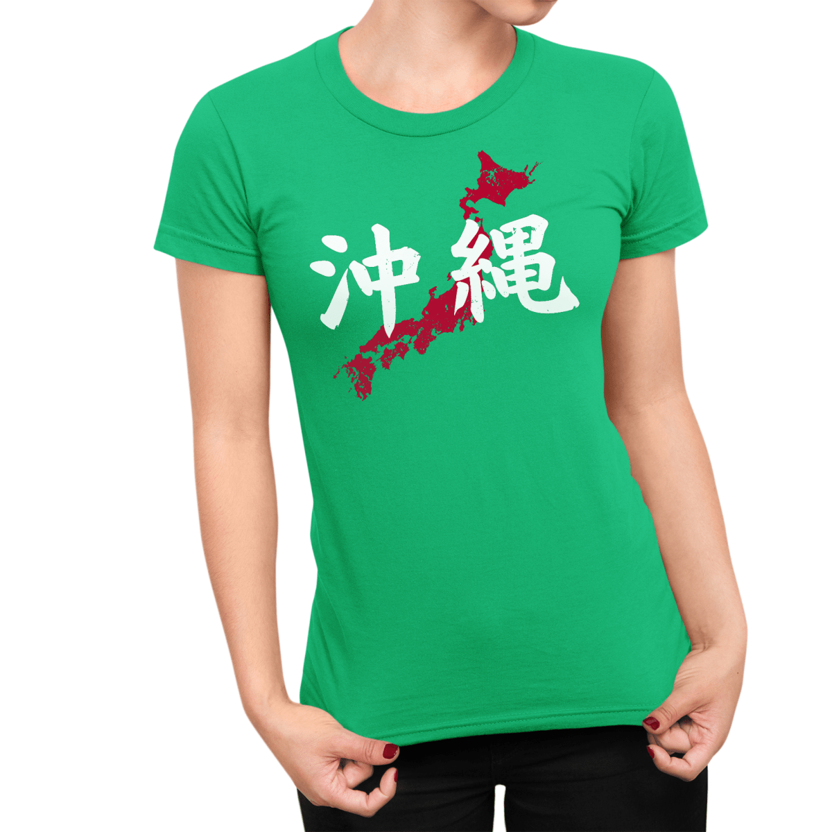 Irish Green Japanese Kanji for Okinawa Women's Shirt - Kanji Soul