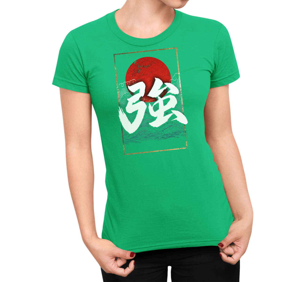 Irish Green Japanese Kanji for Strong Women's Shirt - Kanji Soul