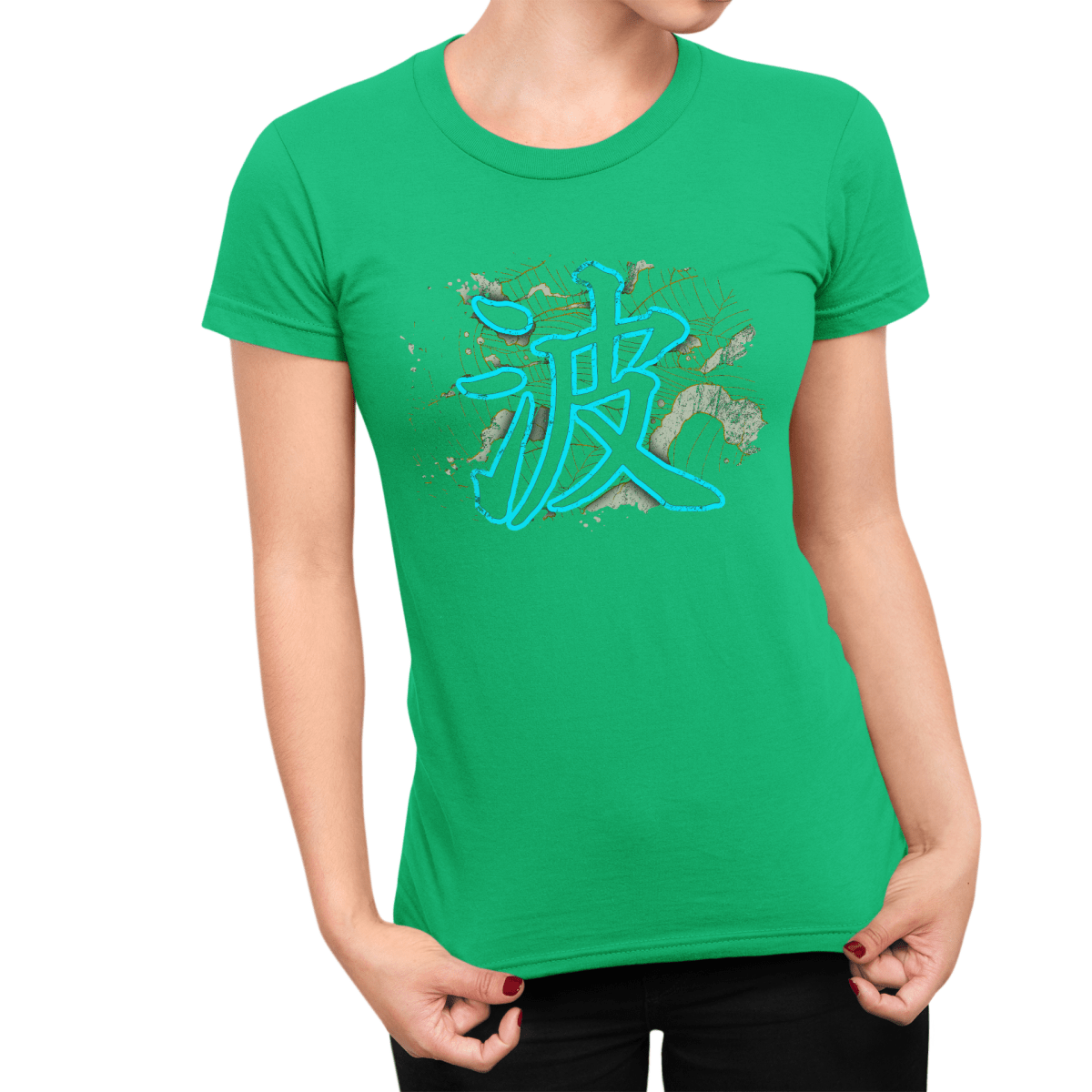 Irish Green Japanese Kanji for Wave Women's Shirt - Kanji Soul