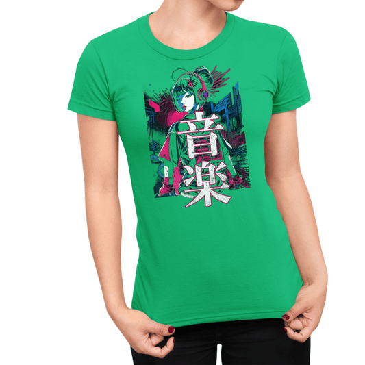 Irish Green Japanese Music Techno Kanji Women's T Shirt - Kanji Soul