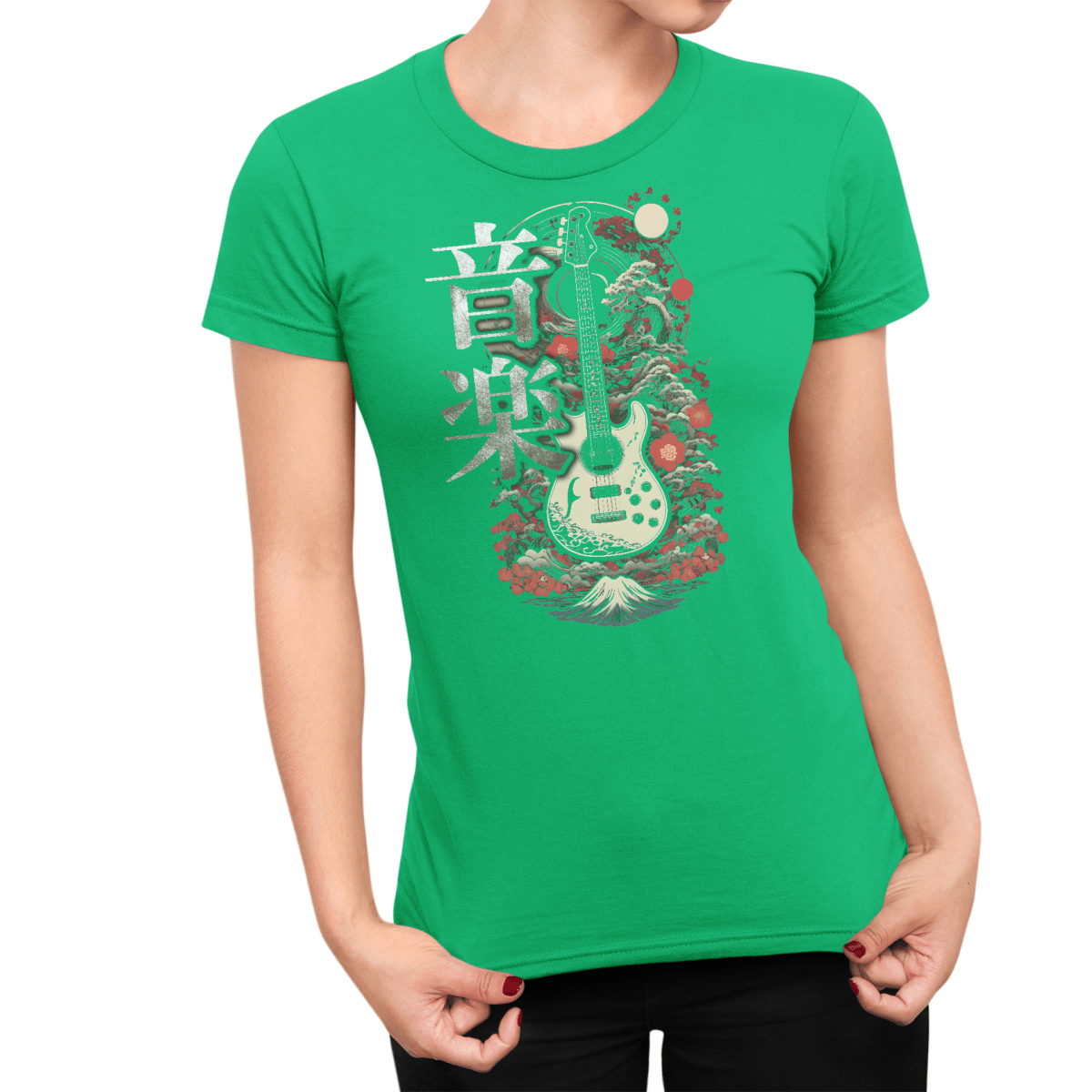 Irish Green Music Guitar Japanese Kanji Women's Graphic Shirt - Kanji Soul