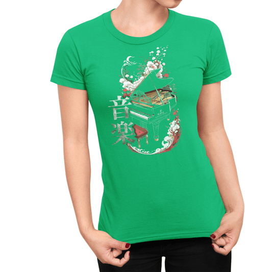 Irish Green Music Piano Japanese Kanji Women's Graphic Shirt - Kanji Soul