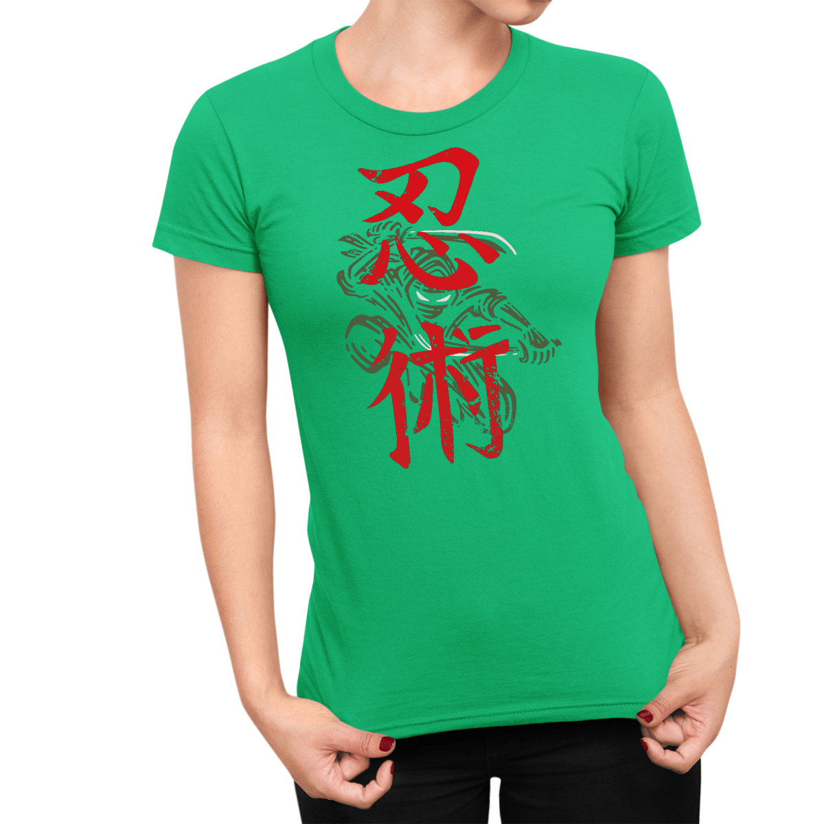 Irish Green Ninjitsu Japanese Kanji Women's Graphic Shirt - Kanji Soul