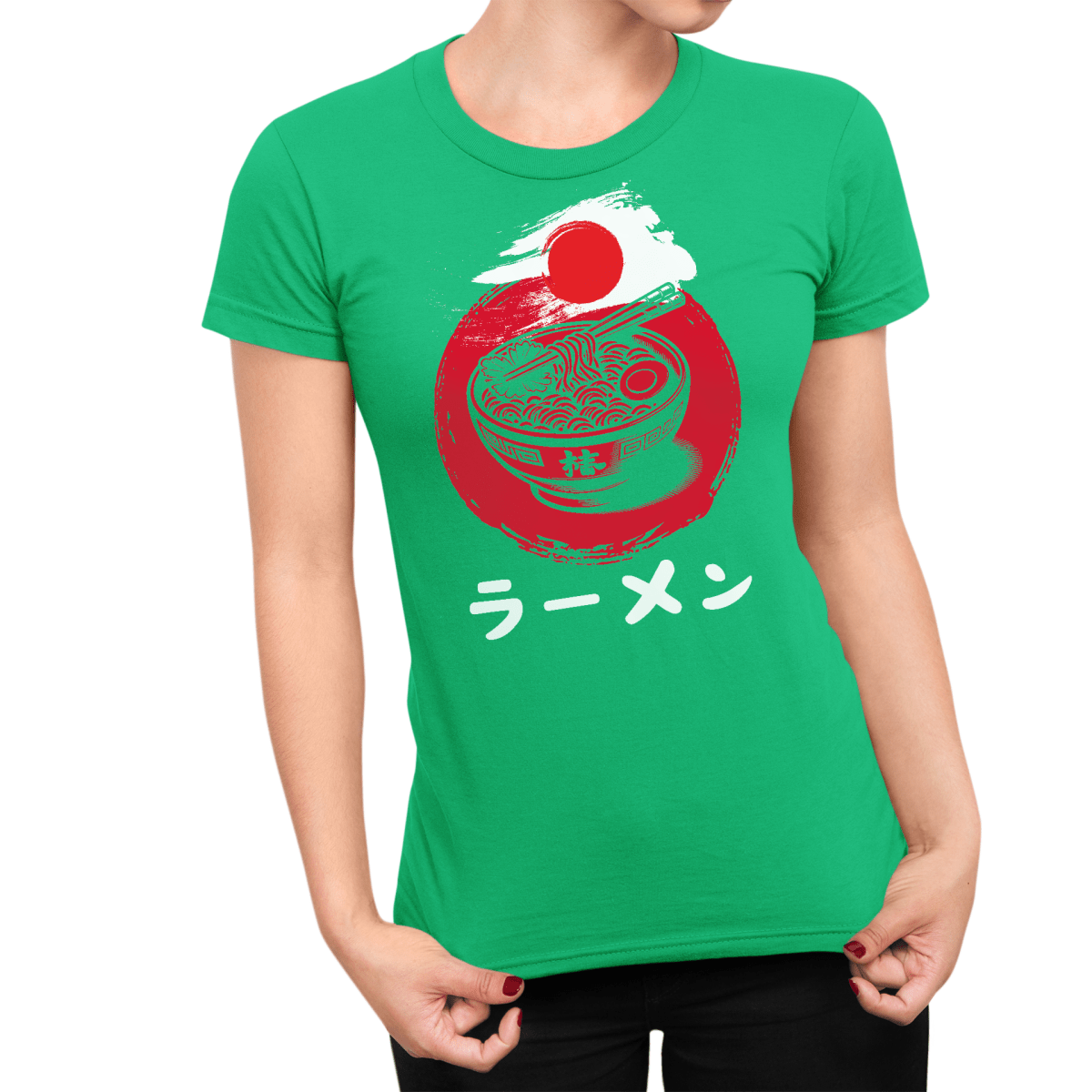 Irish Green Ramen Minimalist Symbol Japanese Graphic Shirt for Women - Kanji Soul